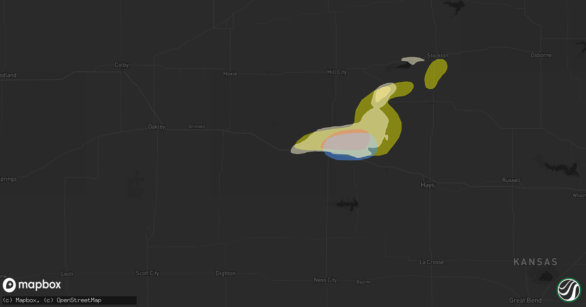 Hail map in Collyer, KS on July 3, 2026