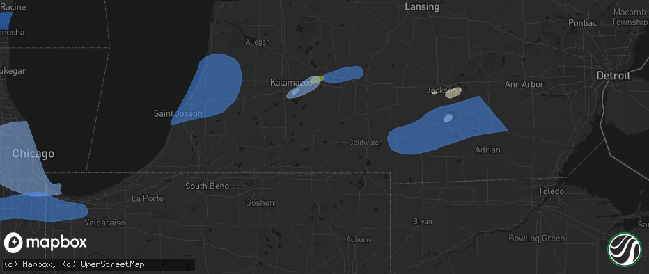 Hail map in Colon, MI on July 3, 2026