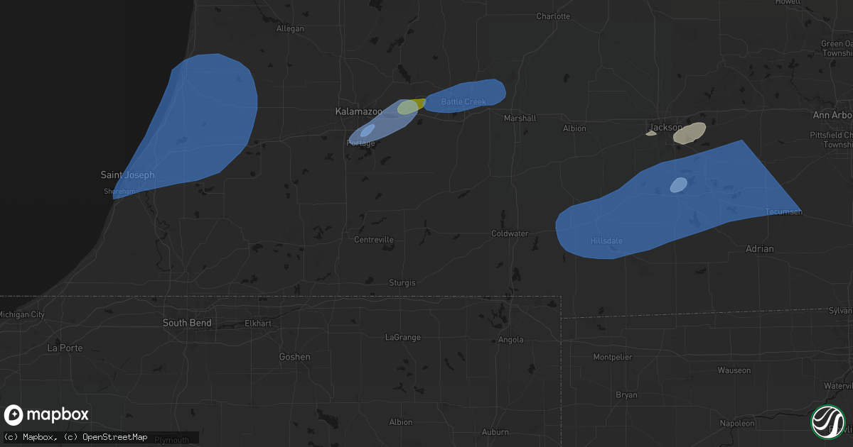 Hail map in Colon, MI on July 3, 2026