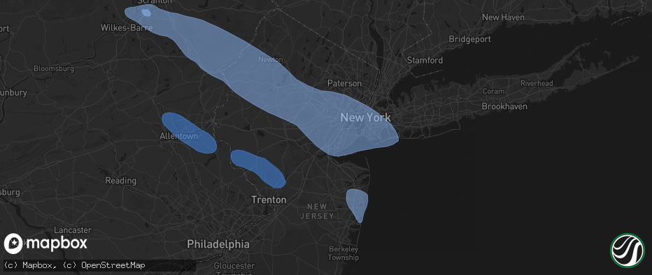 Hail map in Colonia, NJ on July 3, 2026