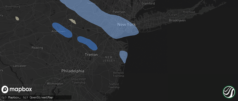 Hail map in Colts Neck, NJ on July 3, 2026