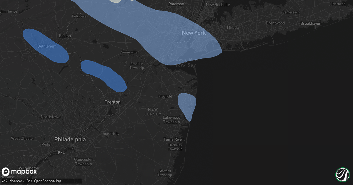 Hail map in Colts Neck, NJ on July 3, 2026