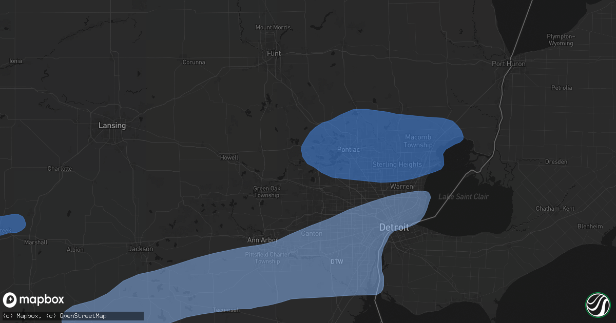 Hail map in Commerce Township, MI on July 3, 2026