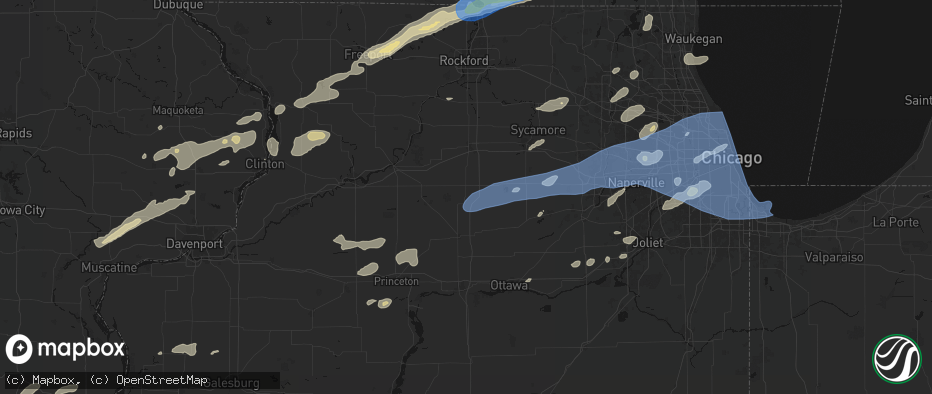 Hail map in Compton, IL on July 3, 2026