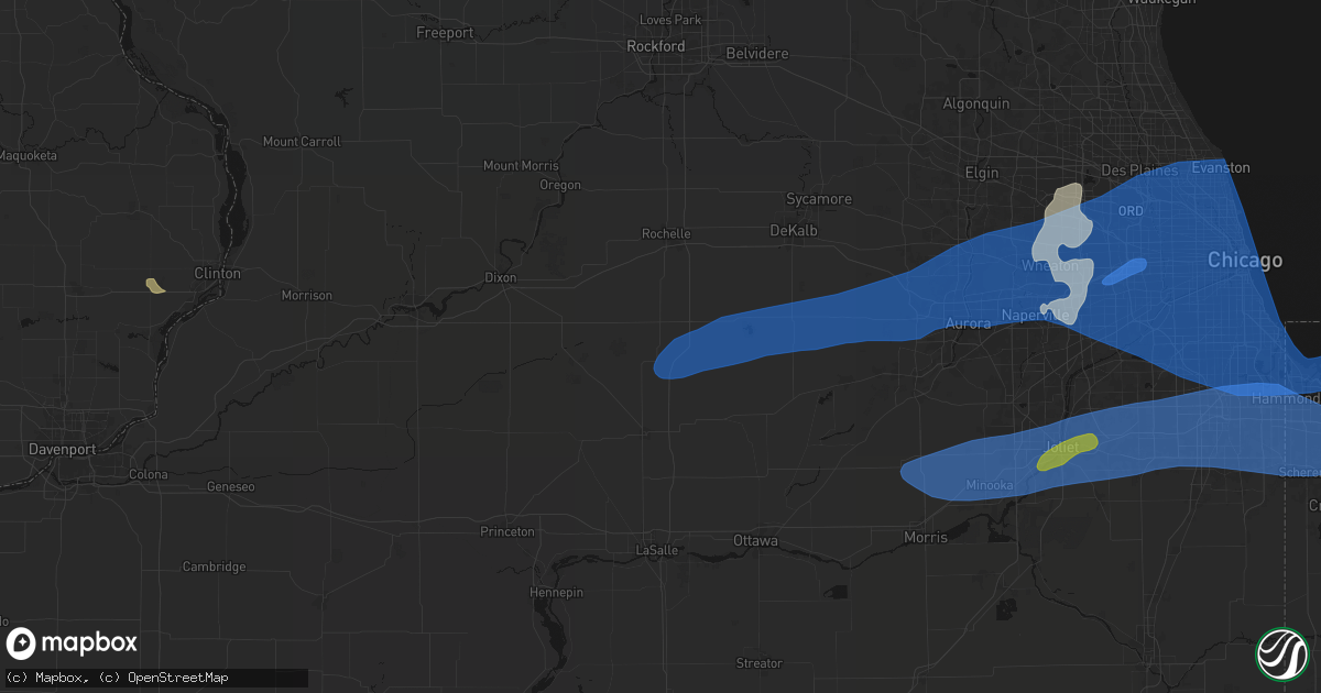 Hail map in Compton, IL on July 3, 2026