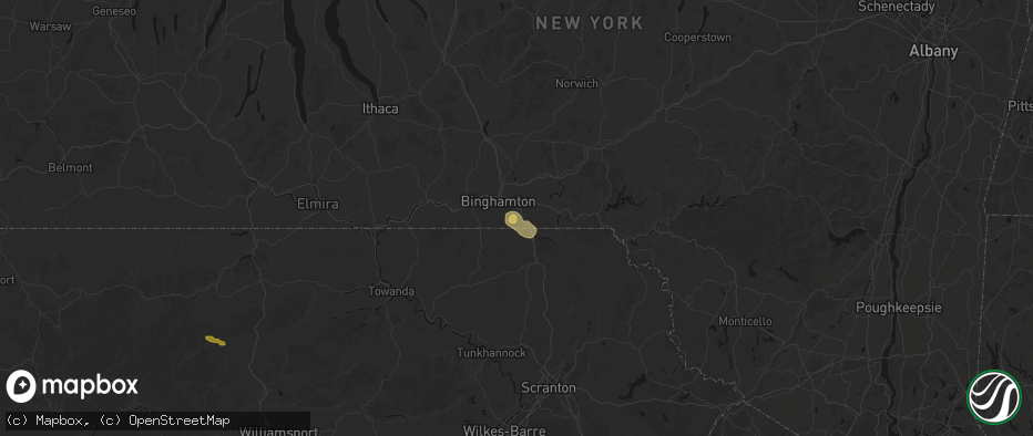 Hail map in Conklin, NY on July 3, 2026