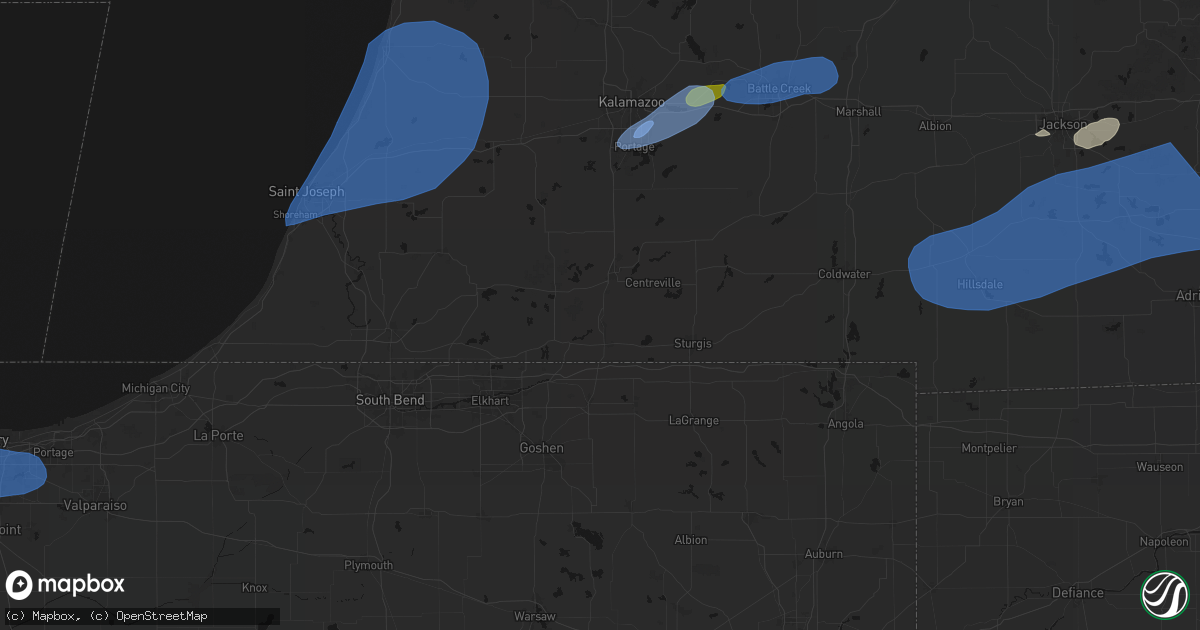 Hail map in Constantine, MI on July 3, 2026