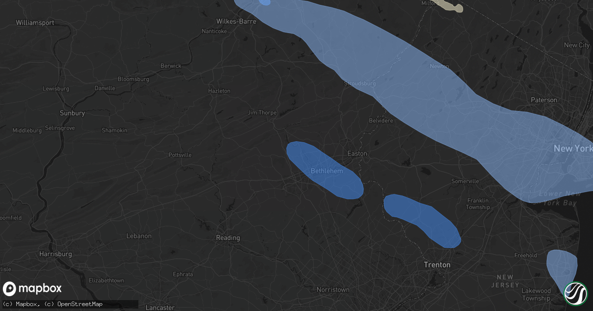 Hail map in Coplay, PA on July 3, 2026
