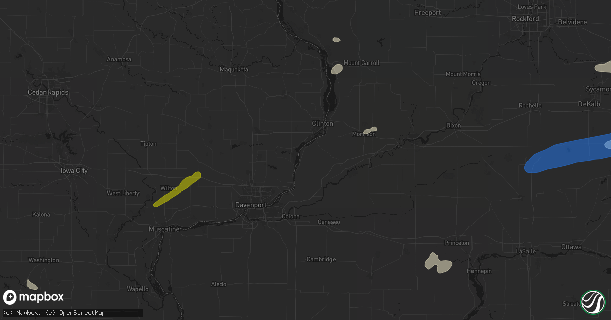 Hail map in Cordova, IL on July 3, 2026