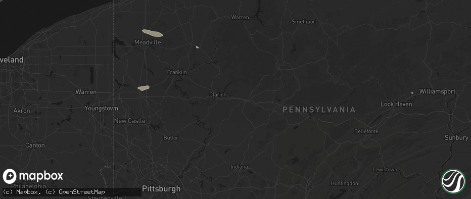 Hail map in Corsica, PA on July 3, 2026