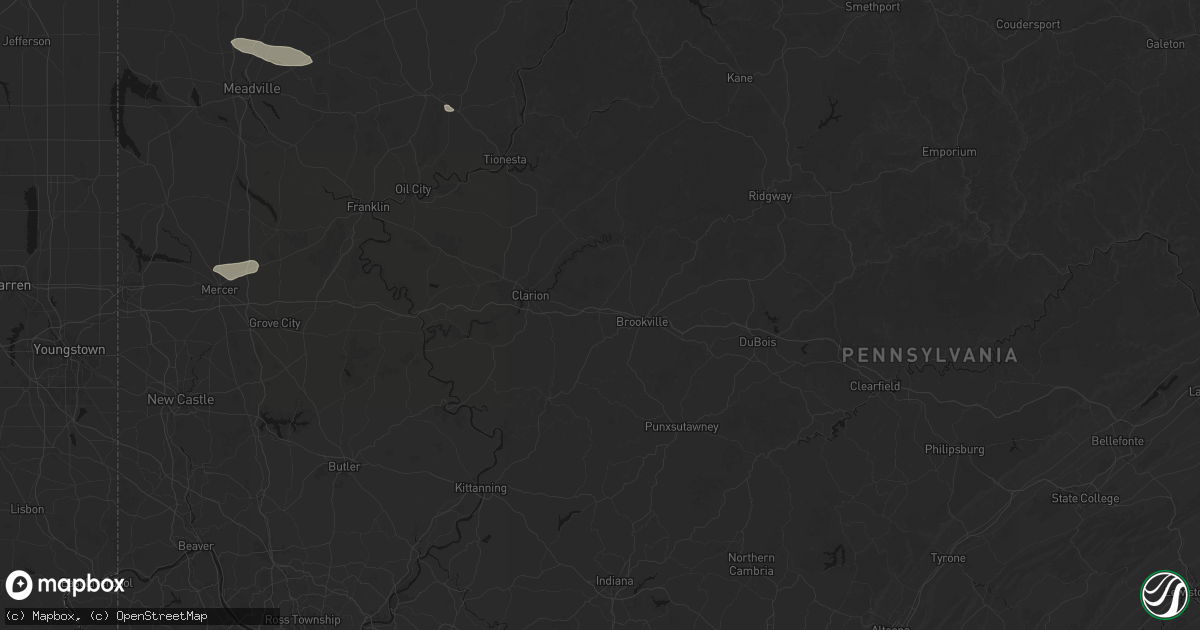 Hail map in Corsica, PA on July 3, 2026
