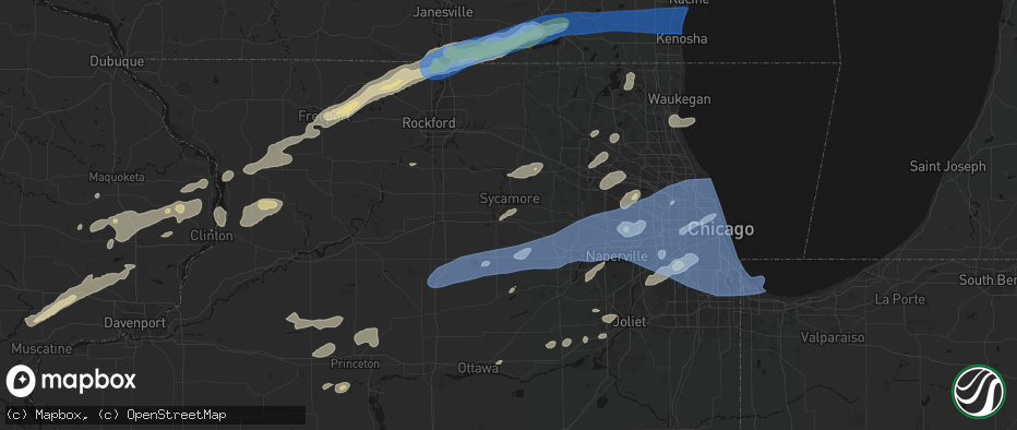 Hail map in Cortland, IL on July 3, 2026