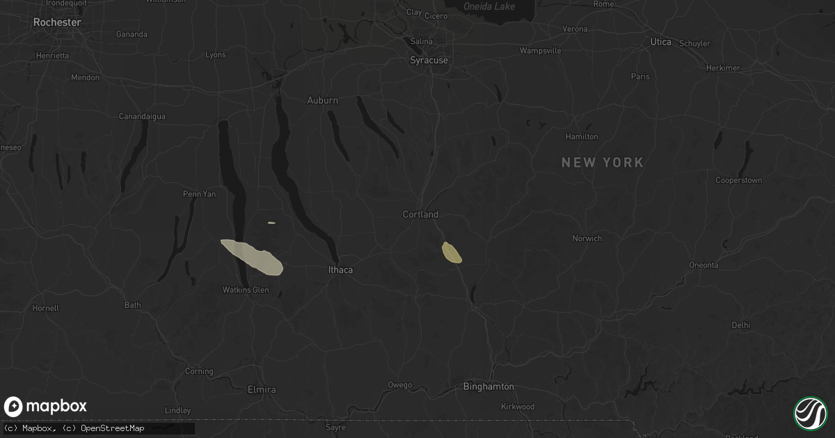 Hail map in Cortland, NY on July 3, 2026