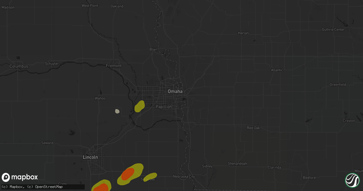 Hail map in Council Bluffs, IA on July 3, 2026