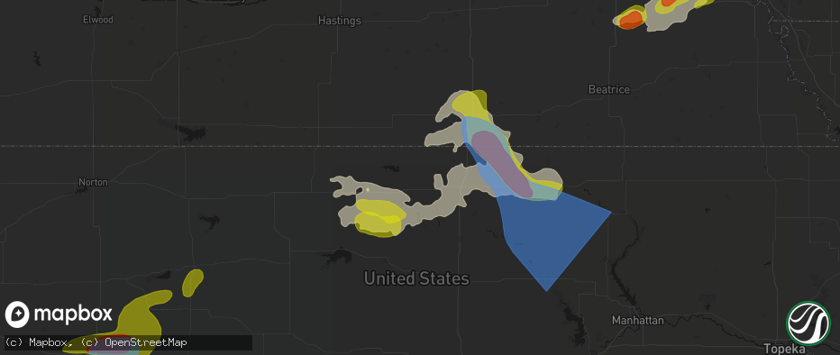 Hail map in Courtland, KS on July 3, 2026