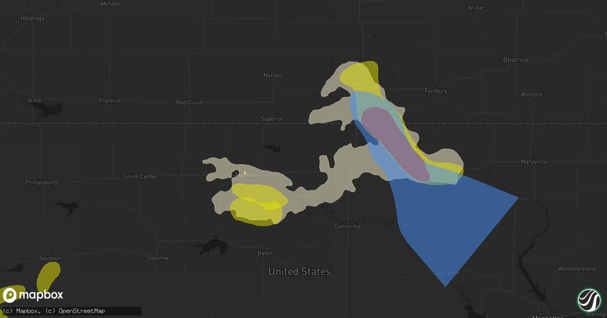 Hail map in Courtland, KS on July 3, 2026