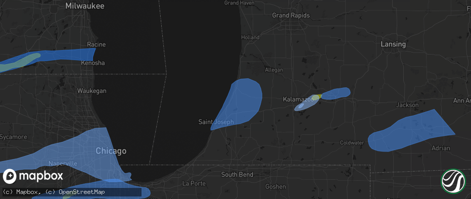 Hail map in Covert, MI on July 3, 2026