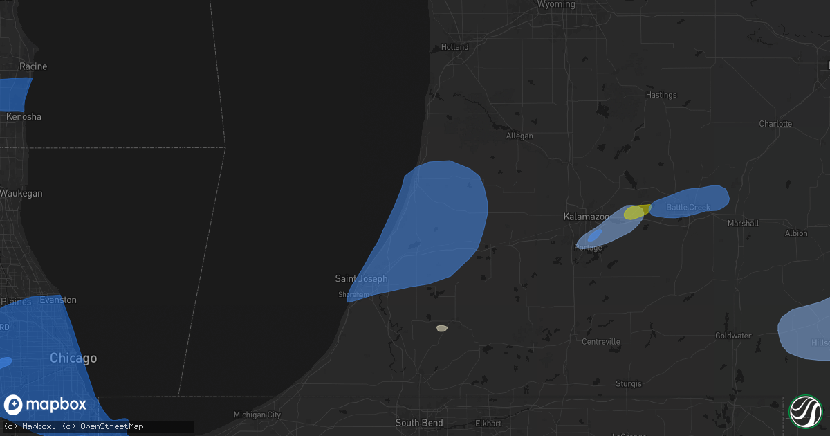 Hail map in Covert, MI on July 3, 2026