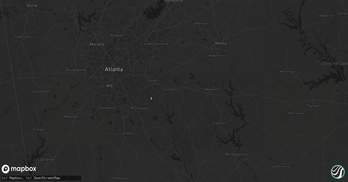 Hail map in Covington, GA on July 3, 2026