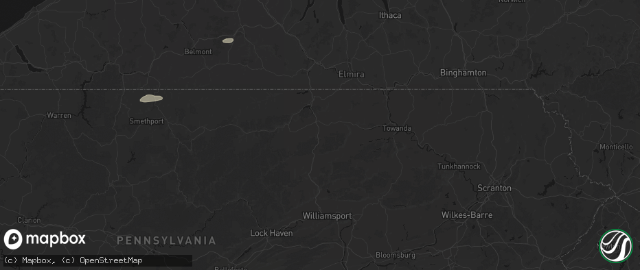 Hail map in Covington, PA on July 3, 2026