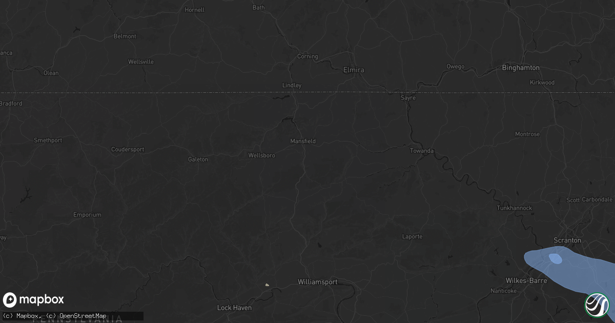 Hail map in Covington, PA on July 3, 2026