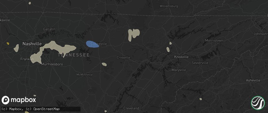 Hail map in Crab Orchard, TN on July 3, 2026
