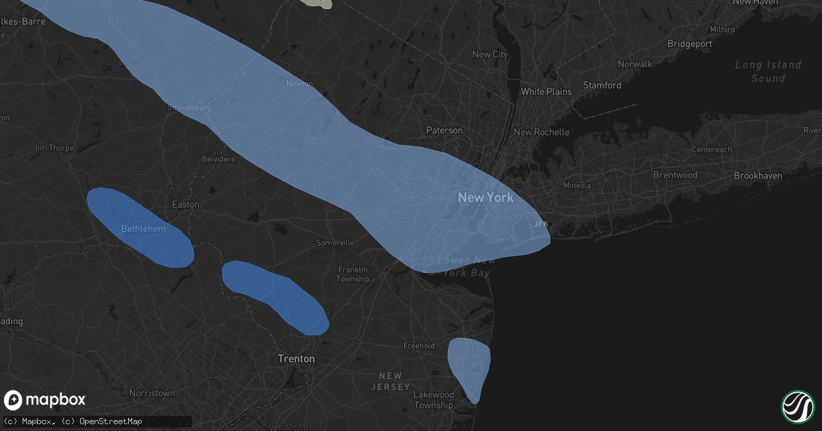Hail map in Cranford, NJ on July 3, 2026
