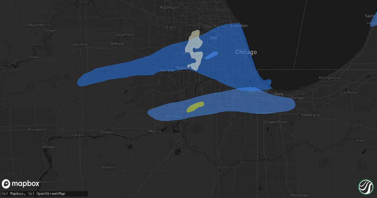 Hail map in Crest Hill, IL on July 3, 2026