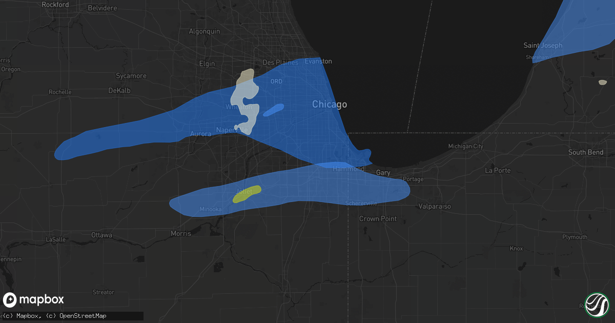 Hail map in Crestwood, IL on July 3, 2026