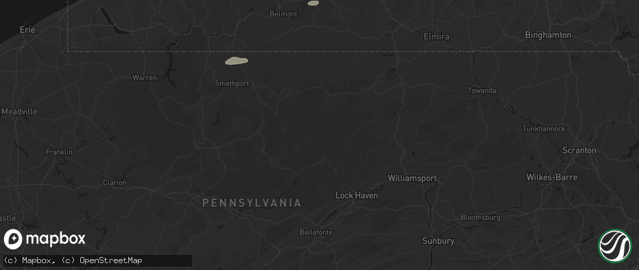 Hail map in Cross Fork, PA on July 3, 2026