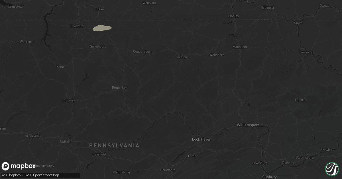 Hail map in Cross Fork, PA on July 3, 2026