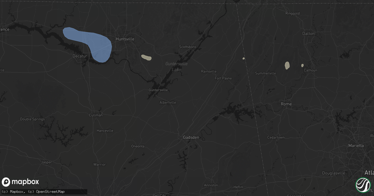 Hail map in Crossville, AL on July 3, 2026