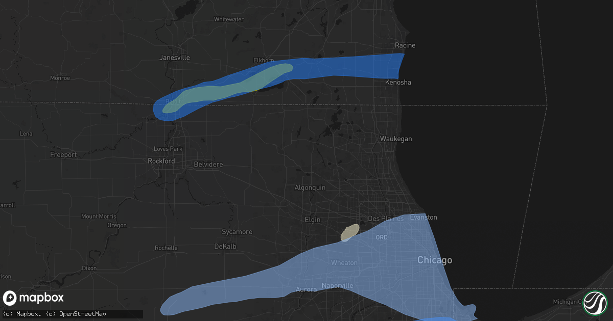 Hail map in Crystal Lake, IL on July 3, 2026