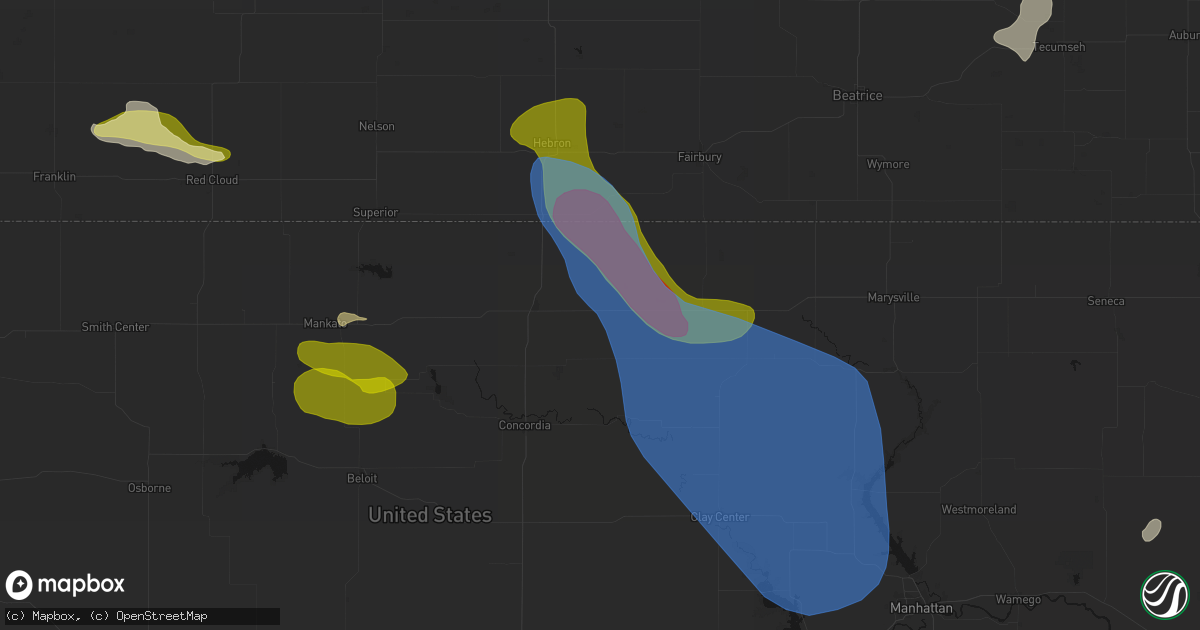 Hail map in Cuba, KS on July 3, 2026