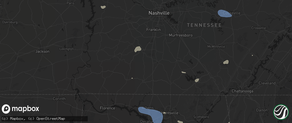 Hail map in Culleoka, TN on July 3, 2026