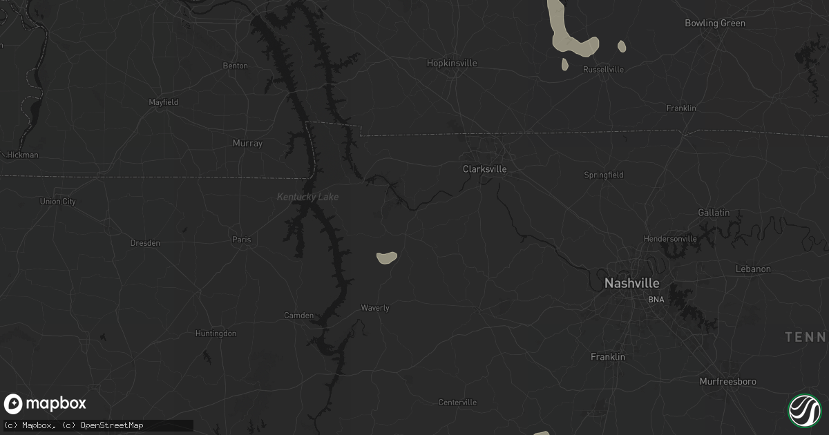 Hail map in Cumberland City, TN on July 3, 2026