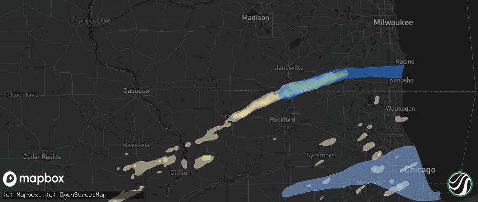 Hail map in Dakota, IL on July 3, 2026