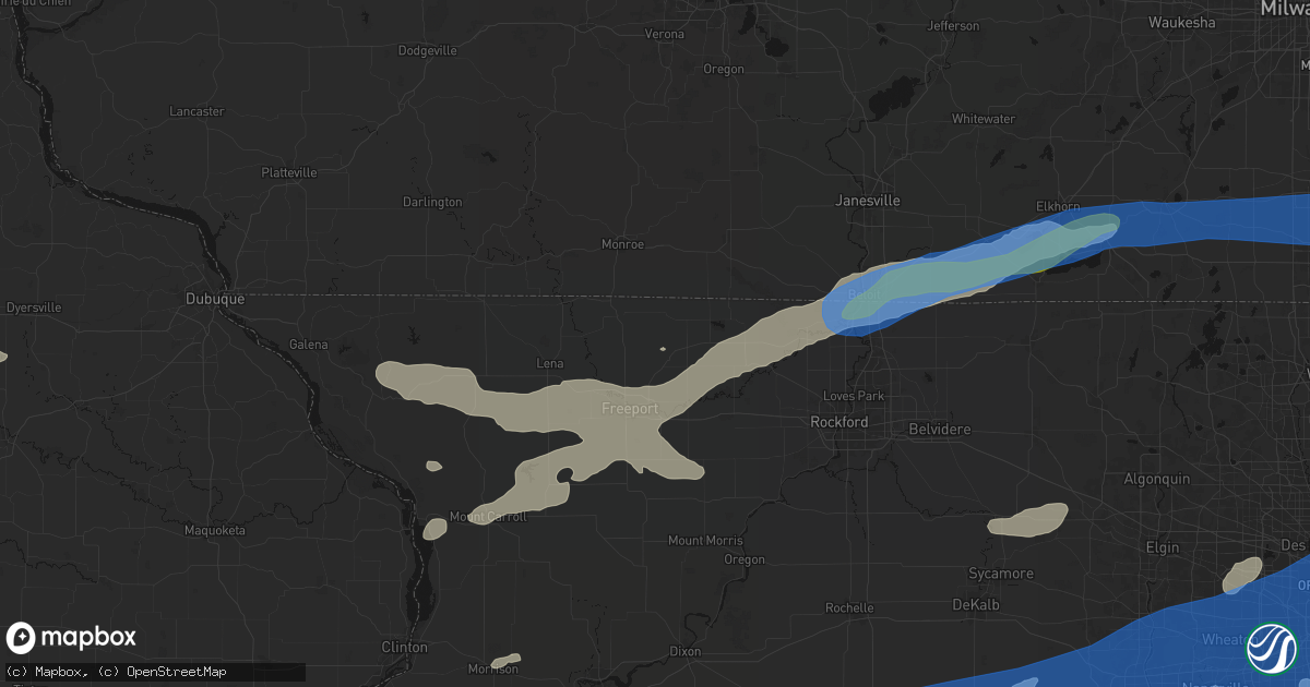 Hail map in Dakota, IL on July 3, 2026