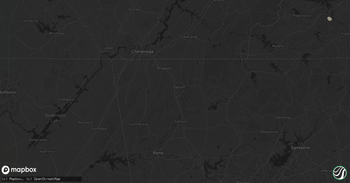 Hail map in Dalton, GA on July 3, 2026