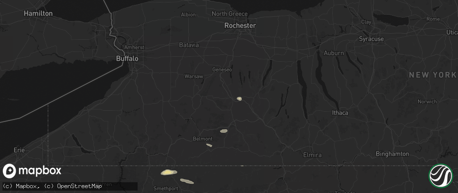 Hail map in Dansville, NY on July 3, 2026