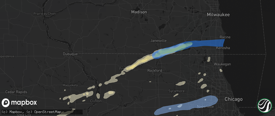 Hail map in Davis, IL on July 3, 2026