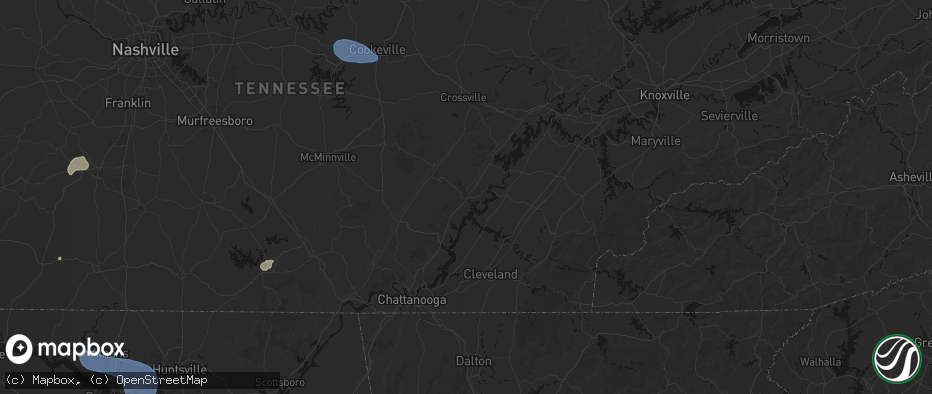 Hail map in Dayton, TN on July 3, 2026