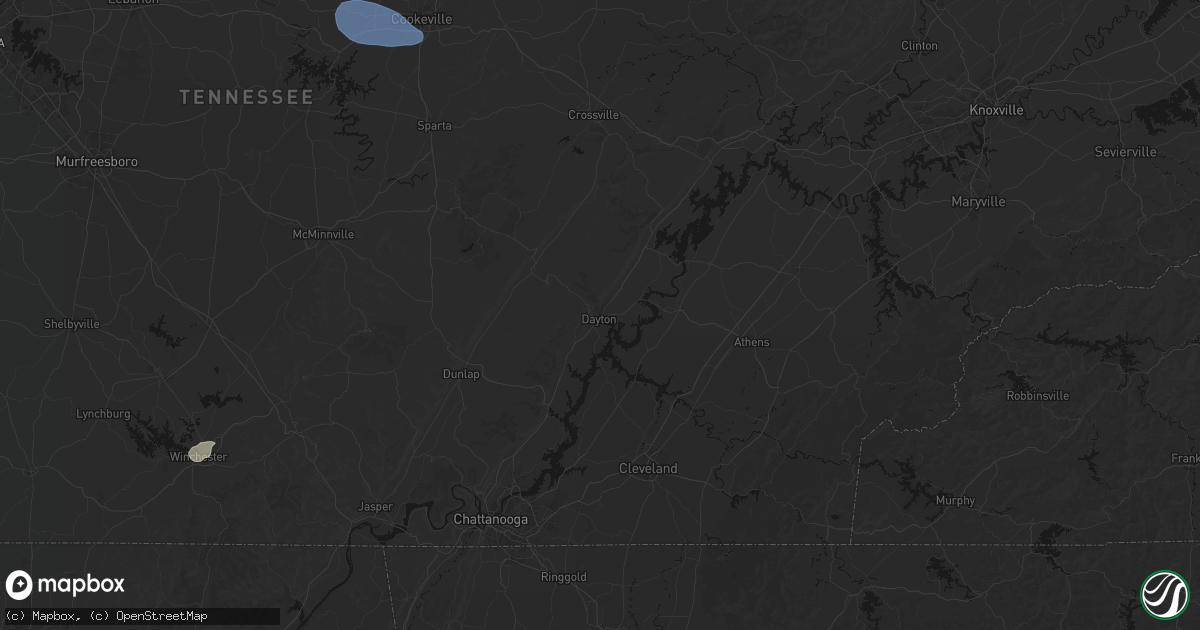 Hail map in Dayton, TN on July 3, 2026