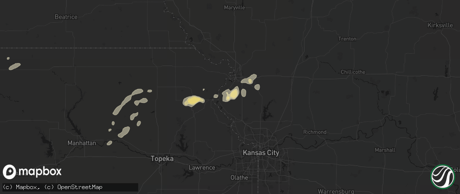 Hail map in De Kalb, MO on July 3, 2026