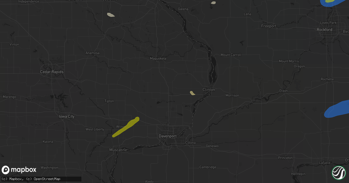 Hail map in De Witt, IA on July 3, 2026