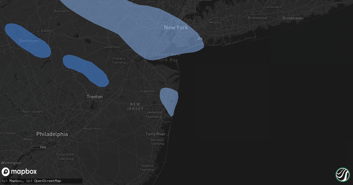 Hail map in Deal, NJ on July 3, 2026