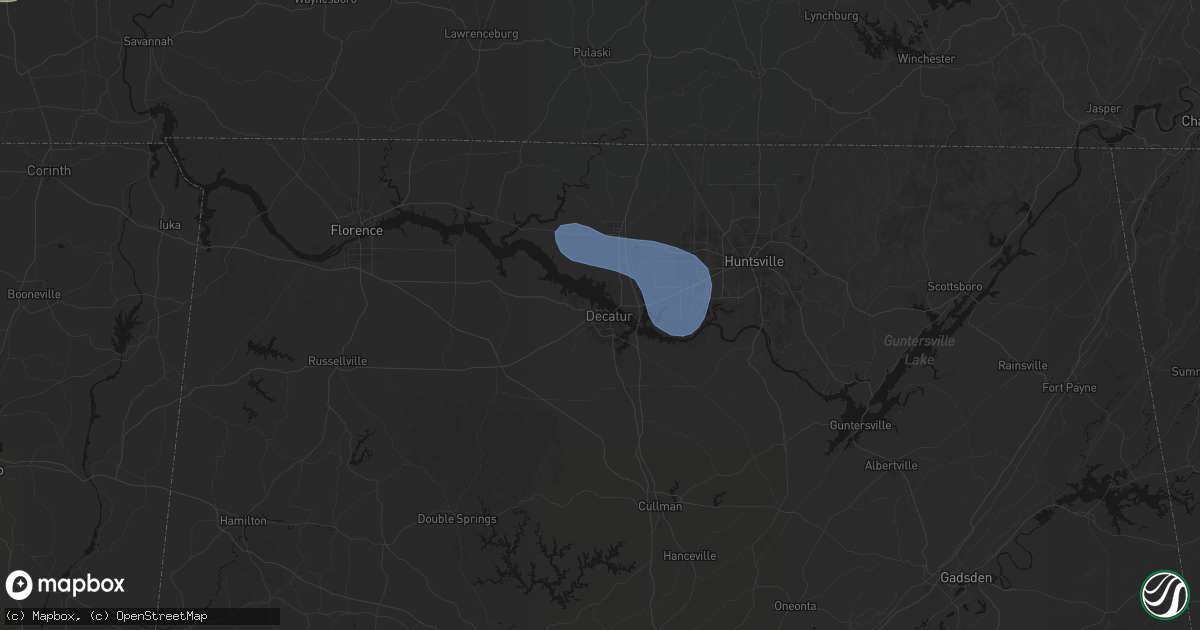 Hail map in Decatur, AL on July 3, 2026