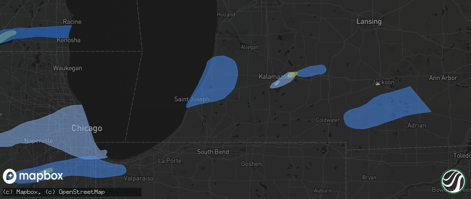 Hail map in Decatur, MI on July 3, 2026