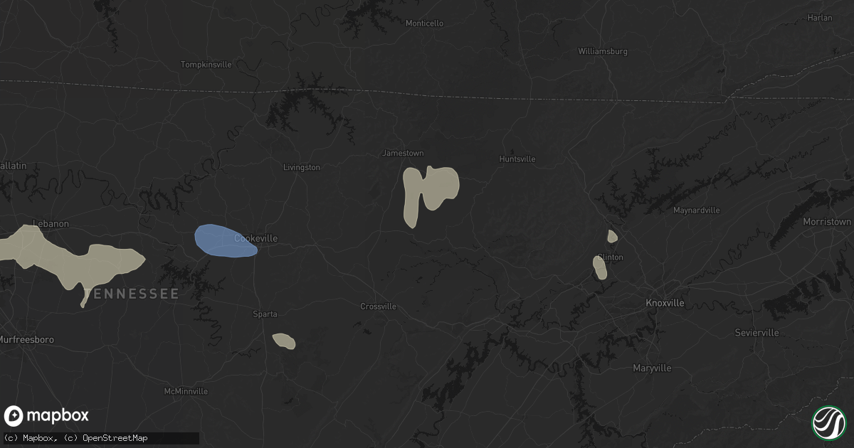 Hail map in Deer Lodge, TN on July 3, 2026