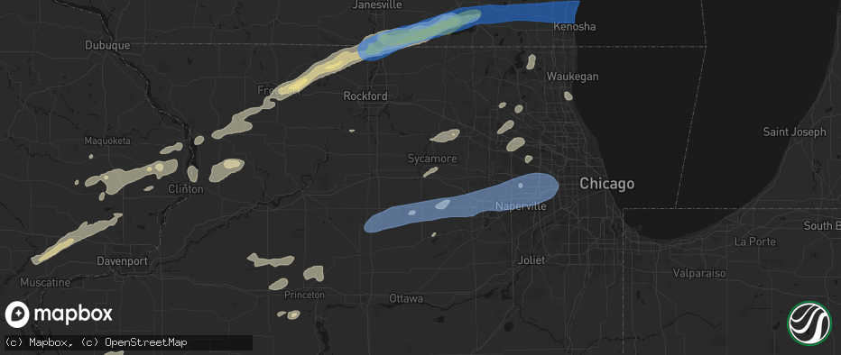 Hail map in Dekalb, IL on July 3, 2026